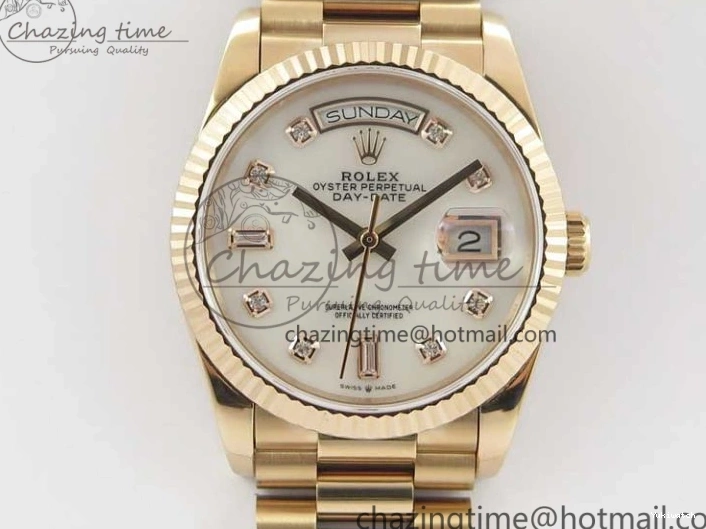 Day-Date Dial President RG on 128239 MOP Best Bp Edition Maker White Crystral Markers 36 Bracelet RG 0715
